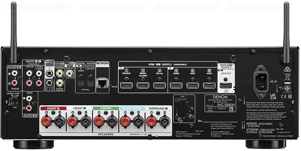 Denon AVC-S660H 5.2ch 8K AV Receiver, Voice Control and HEOS Built-in®
