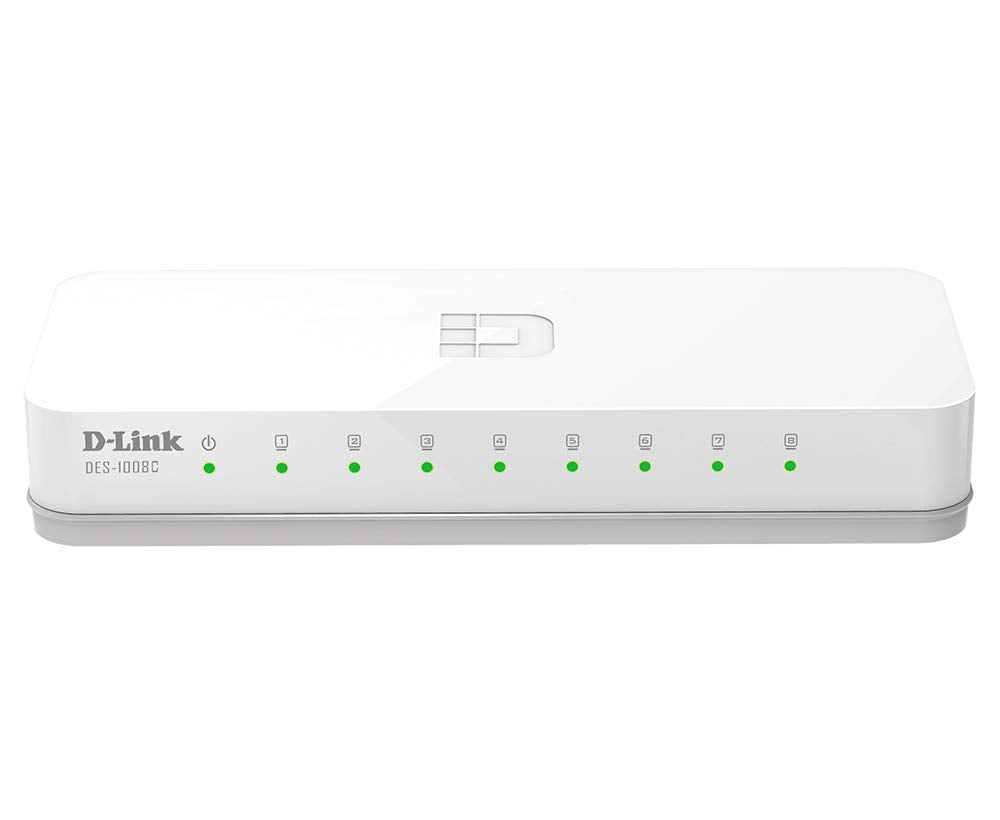 D-LINK DES-1008C SWITCH 8PORT 10/100 LAN PORTS UNMANAGED PLUG PLAY AUTO MDI/MDIX