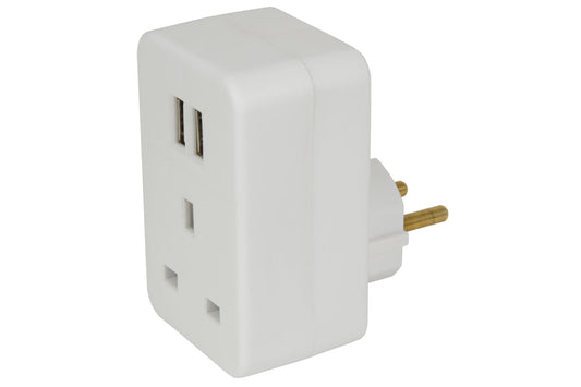 Mercury UK-Europe Travel Adaptor Twin USB 429.910UK