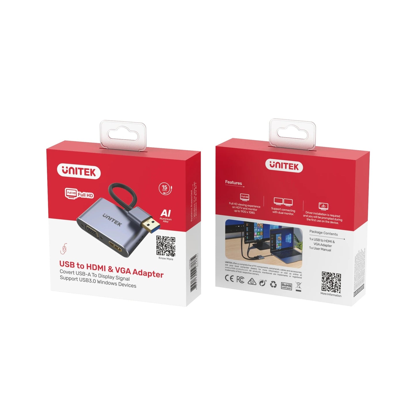 Unitek Converter USB-A 3.0 to HDMI/VGA V1304A