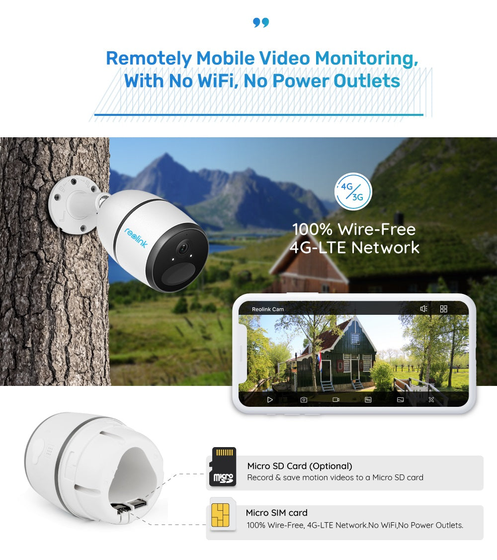 Reolink GO PLUS 4MP 4G/LTE Cloud IP OutdoorBattery Camera (Person/Vehicle Detection)