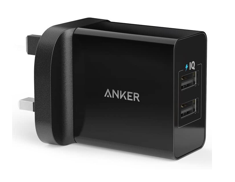 Anker 2port 24W 4.8A USB Wall Charger UK Black