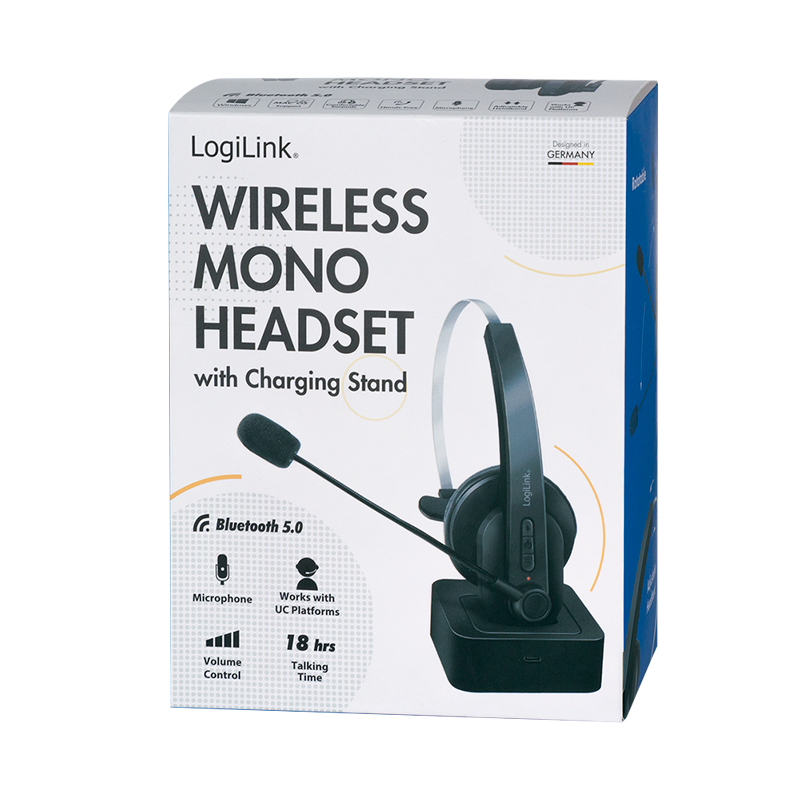 LOGILINK BT0059 BT HEADSET MONO INCL MICROPHONE, WITH CHARGING STAND
