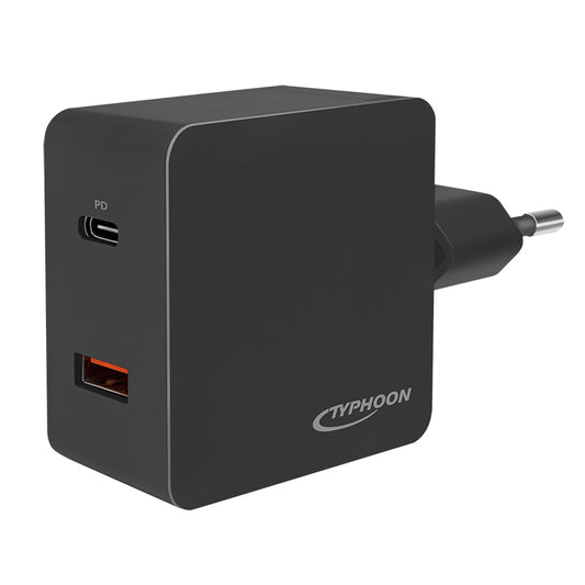 TYPHOON TM044 USB WALL CHARGER 18W, 1xUSB-A & 1xUSB-C