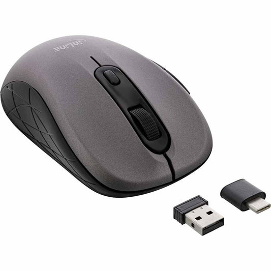 INLINE 55363 MOUSE 3 IN 1, BLUETOOTH + 2x 2.4GHz, 5 BUTTONS GREY/BLACK