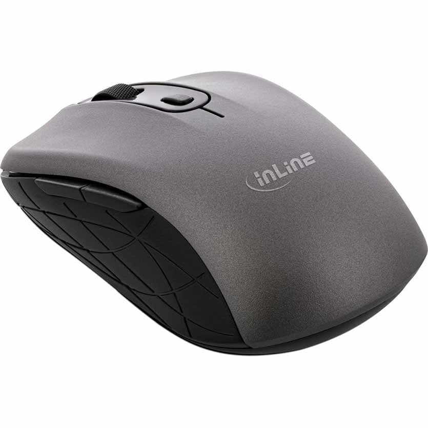 INLINE 55363 MOUSE 3 IN 1, BLUETOOTH + 2x 2.4GHz, 5 BUTTONS GREY/BLACK