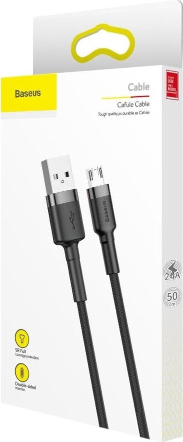 Baseus Cable MicroUSB to USB-A Cafule Braided 0.5m Blk-Gr
