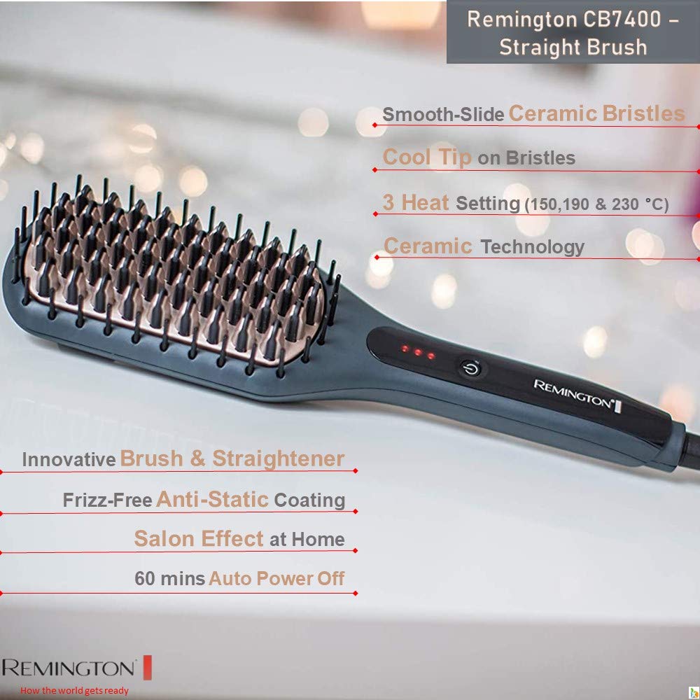 REMINGTON CB7400 Hair Straightener Brush Black