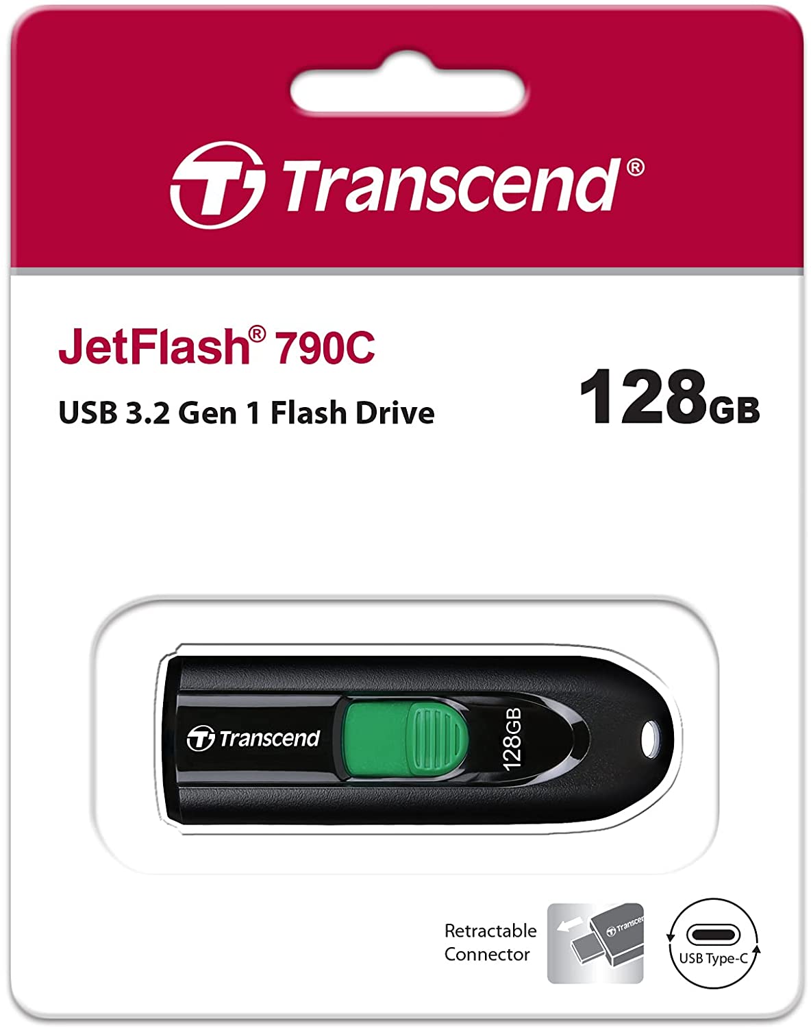 Transcend 128GB JetFlash 790C USB 3.2 Gen 1 Flash Drive TS128GJF790C