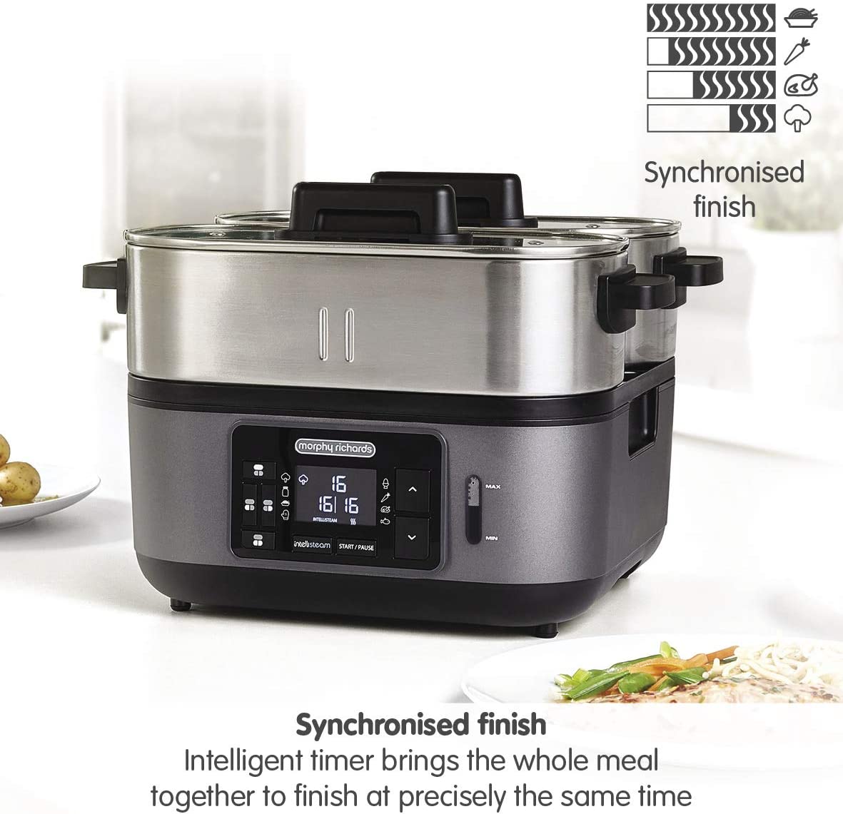Morphy Richards 470006 Intellisteam Kitchen Food Steamer 1600W Stainless Steel