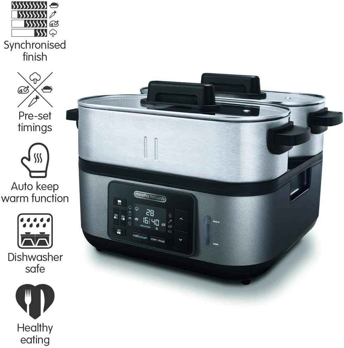 Morphy Richards 470006 Intellisteam Kitchen Food Steamer 1600W Stainless Steel