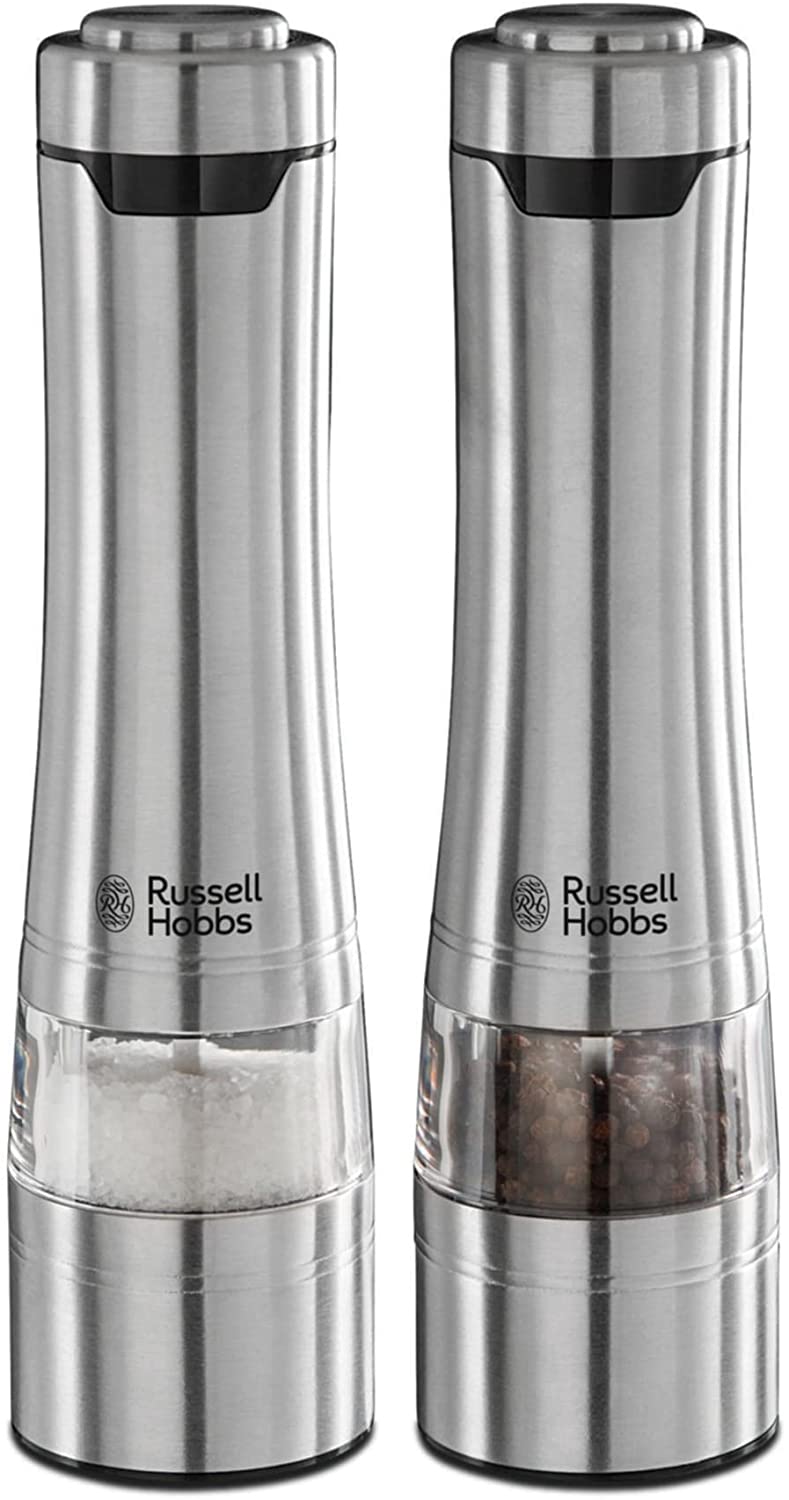 Russell Hobbs 23460 Battery Powered Salt and Pepper Grinders Stainless Steel and Silver