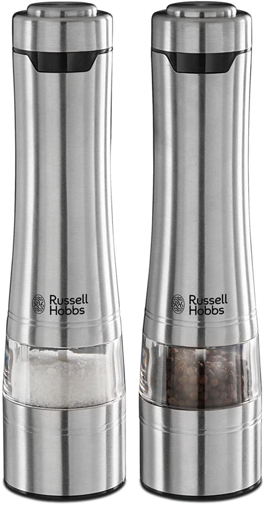 Russell Hobbs 23460 Battery Powered Salt and Pepper Grinders Stainless Steel and Silver