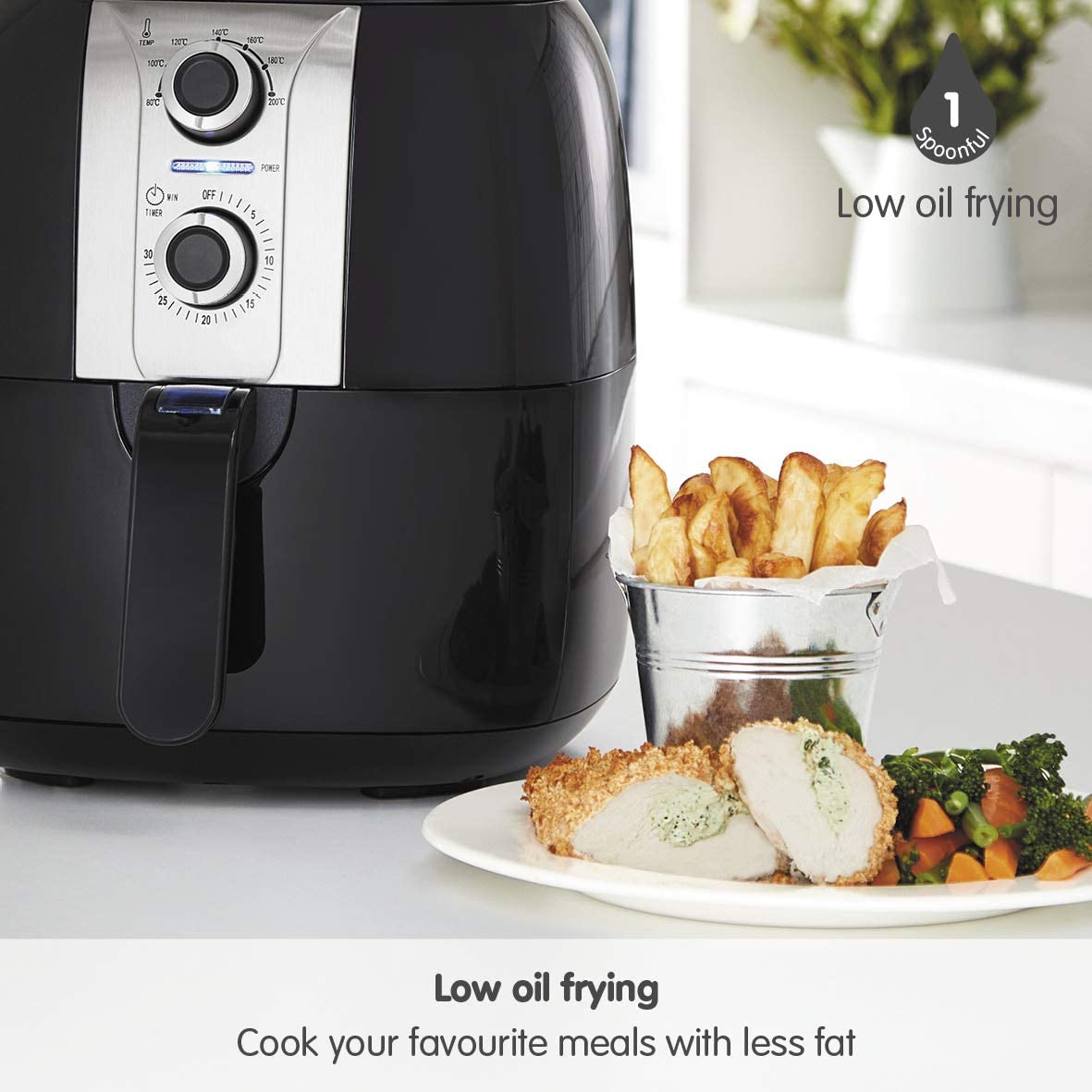 Morphy Richards 480003 Health Fryer, Plastic, 1400 W, 3 liters, Black