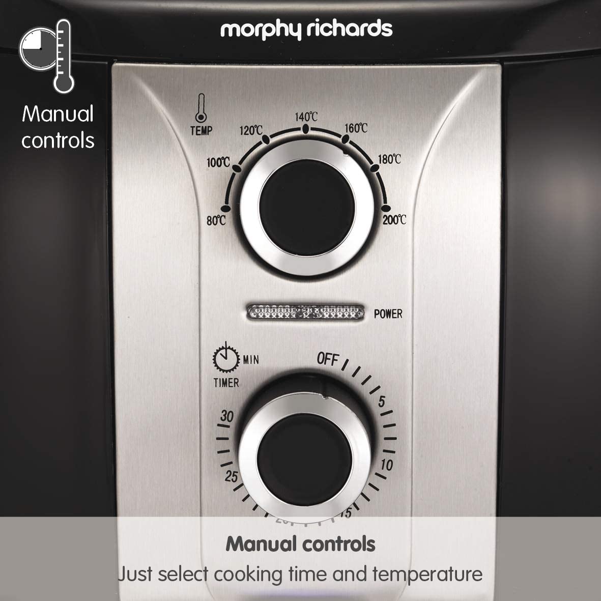 Morphy Richards 480003 Health Fryer, Plastic, 1400 W, 3 liters, Black