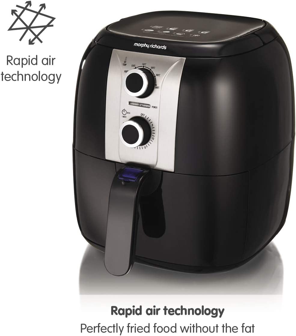 Morphy Richards 480003 Health Fryer, Plastic, 1400 W, 3 liters, Black