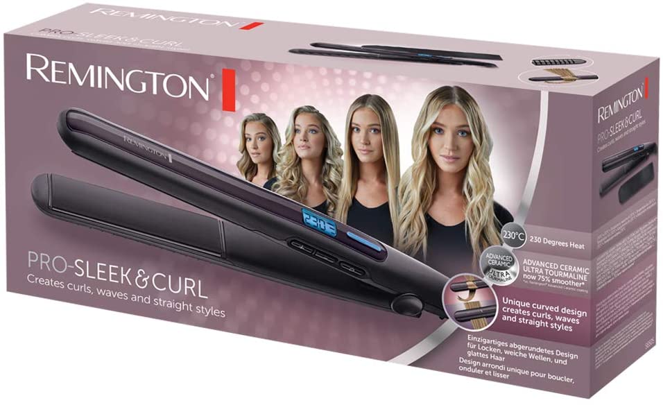 REMINGTON S6505 PRO-Sleek Curl Hair Straightener Purple