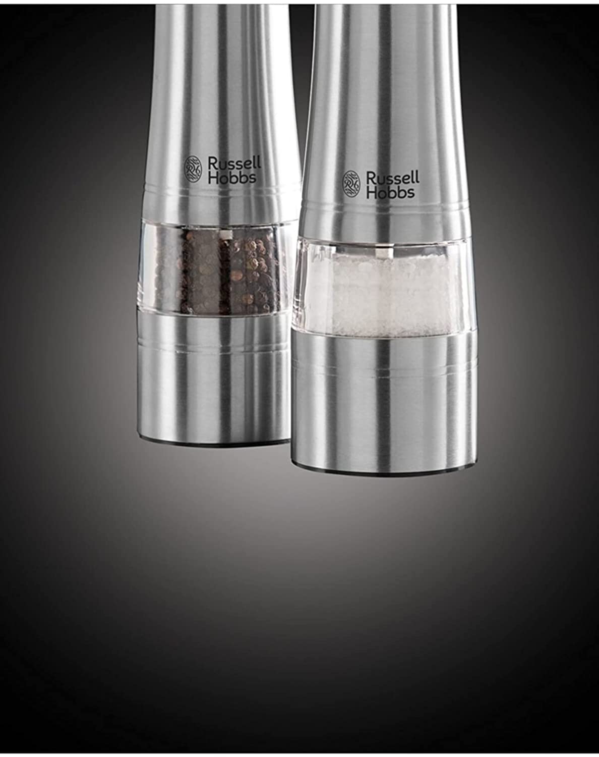 Russell Hobbs 23460 Battery Powered Salt and Pepper Grinders Stainless Steel and Silver