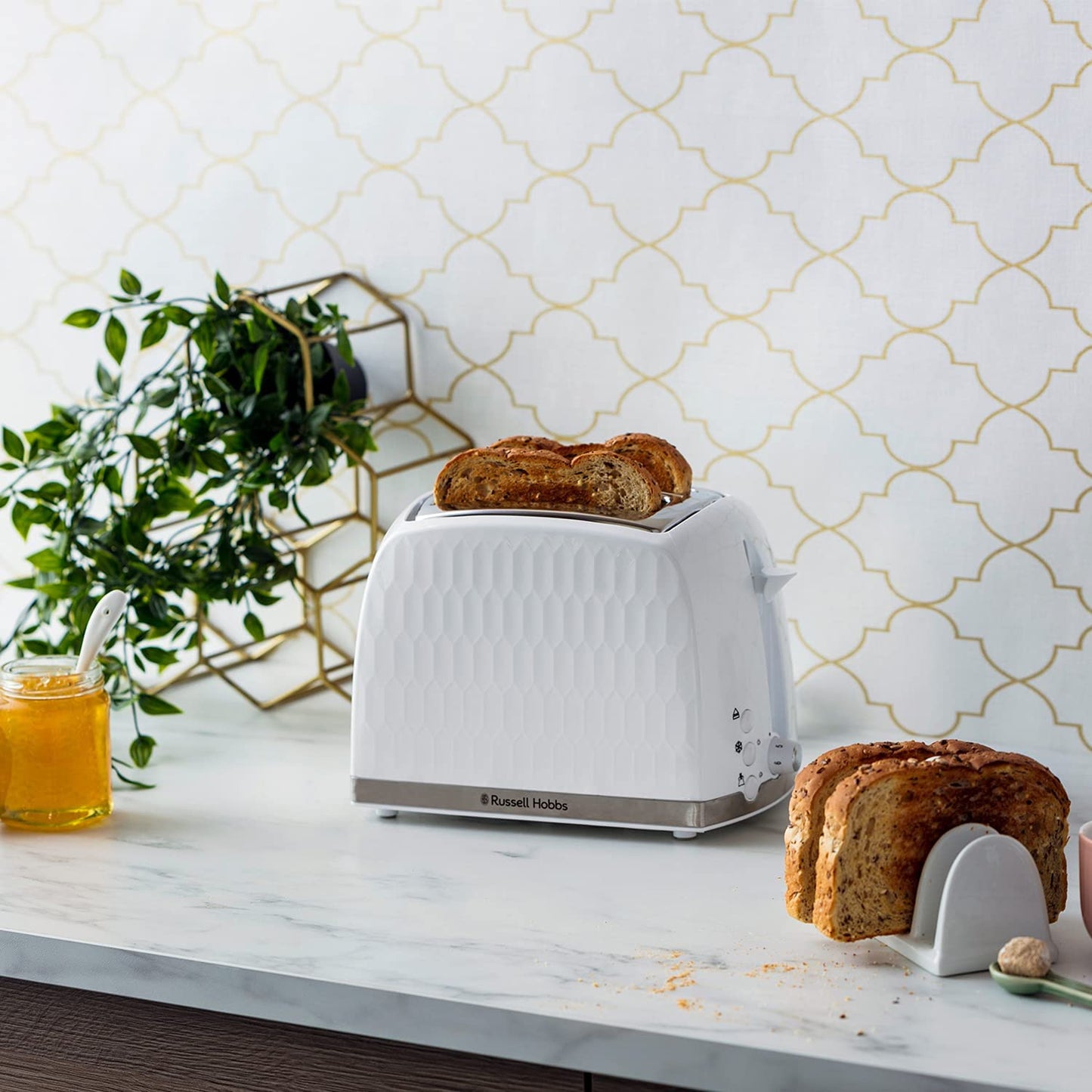 Russell Hobbs 26060 Honeycomb 2 Slice Toaster - White