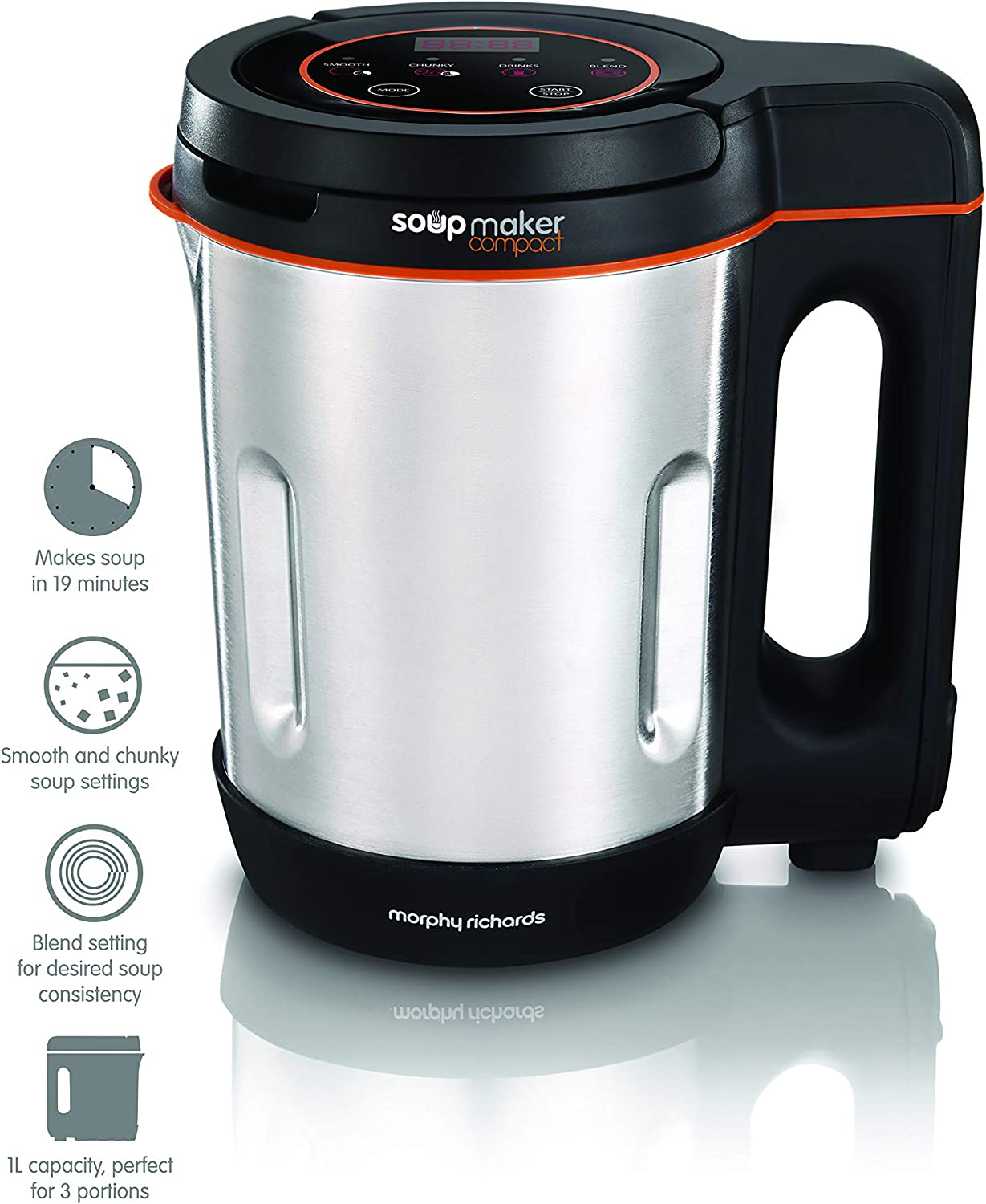 Morphy Richards 501021 Compact Soup Maker 900W Brushed Stainless Steel