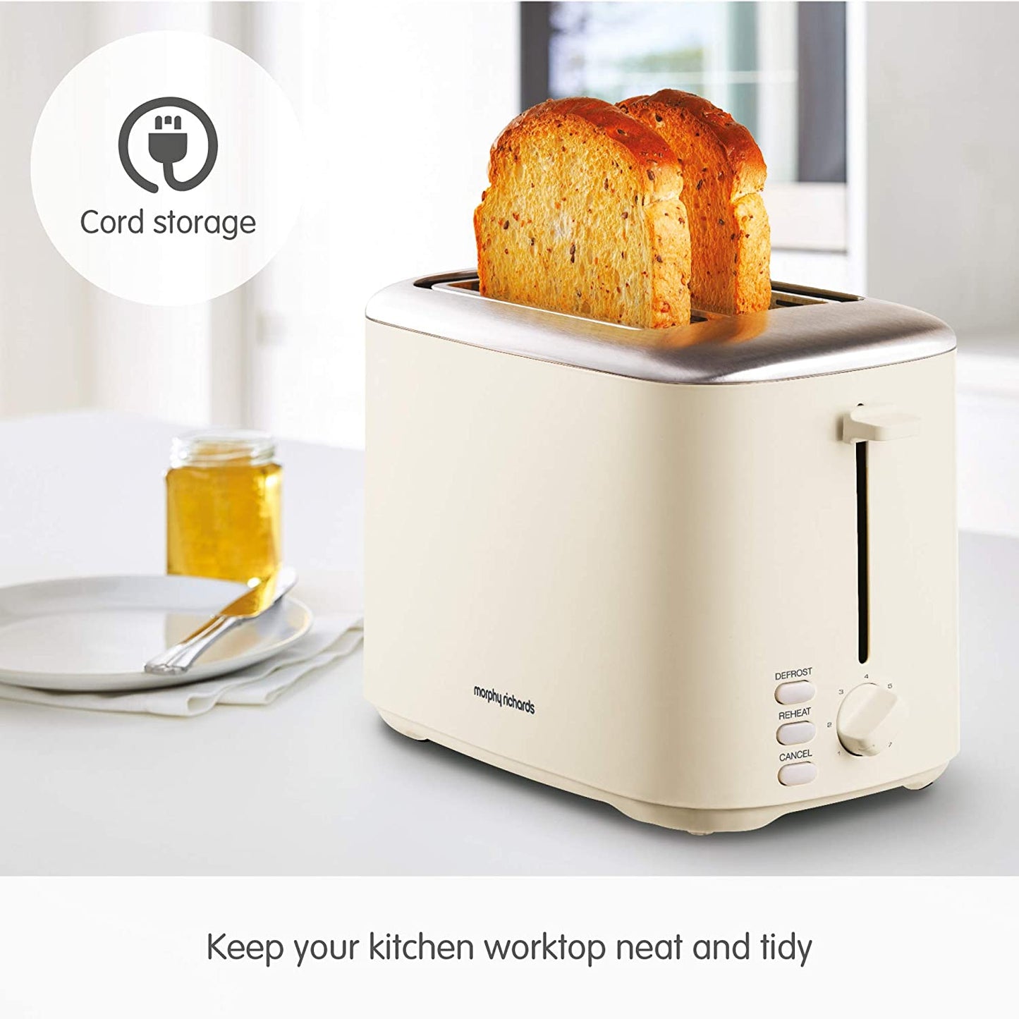 Morphy Richards 222065 Equip 2 Slice Toaster 800W Cream