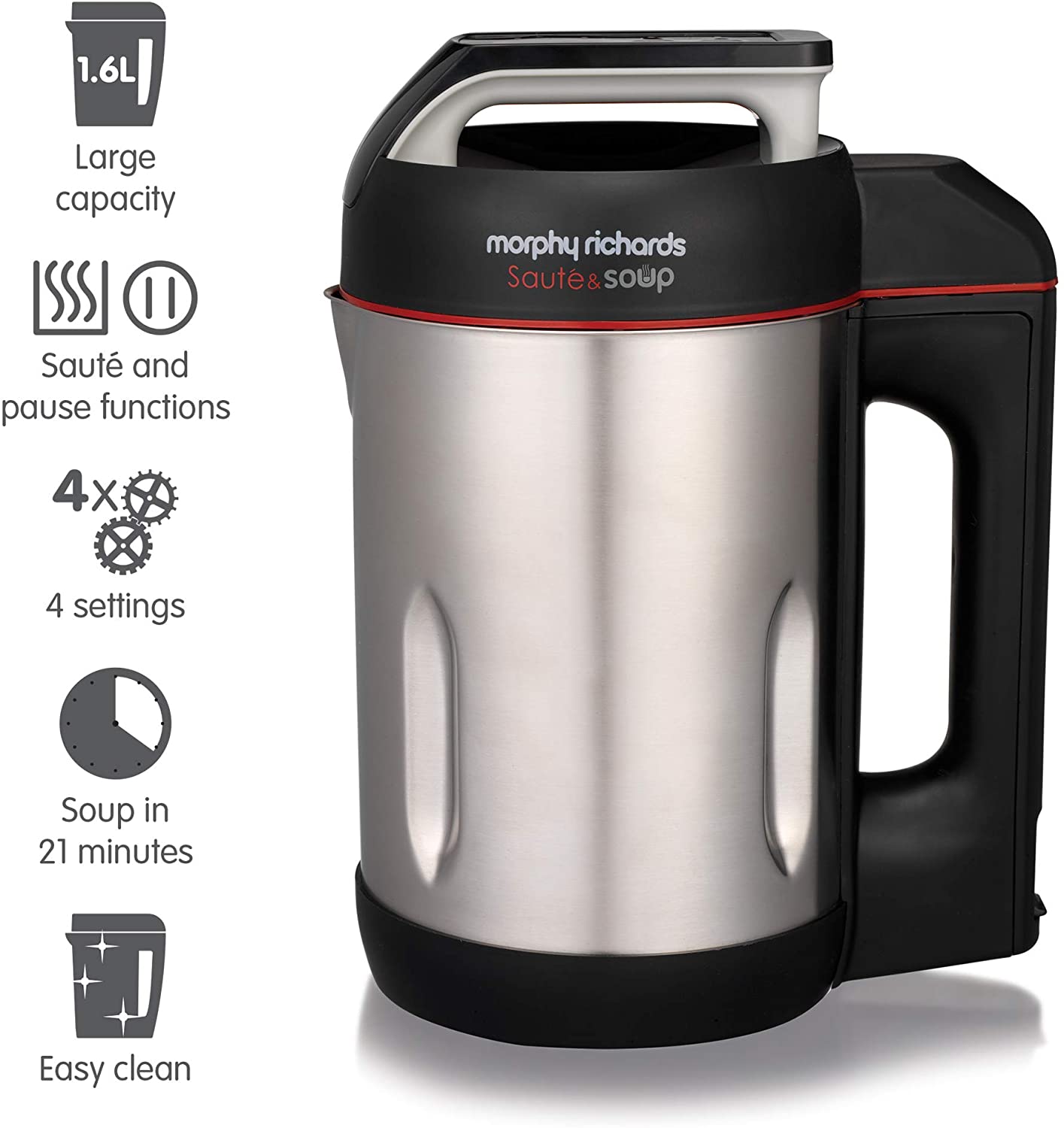 Morphy Richards 501014 Saute and Soup Maker 1100W Brushed Stainless Steel