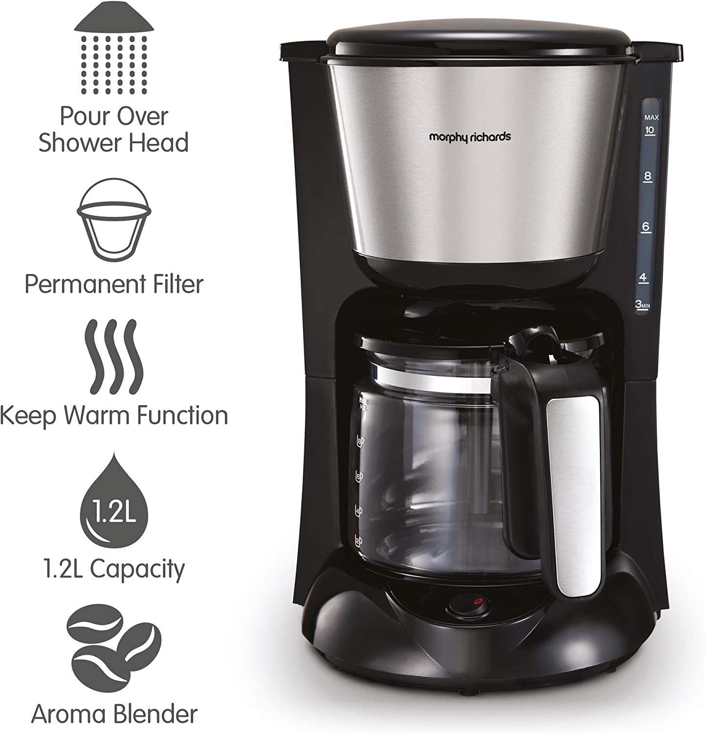 Morphy Richards 162501 Equip Filter Coffee Machine Black/Inox