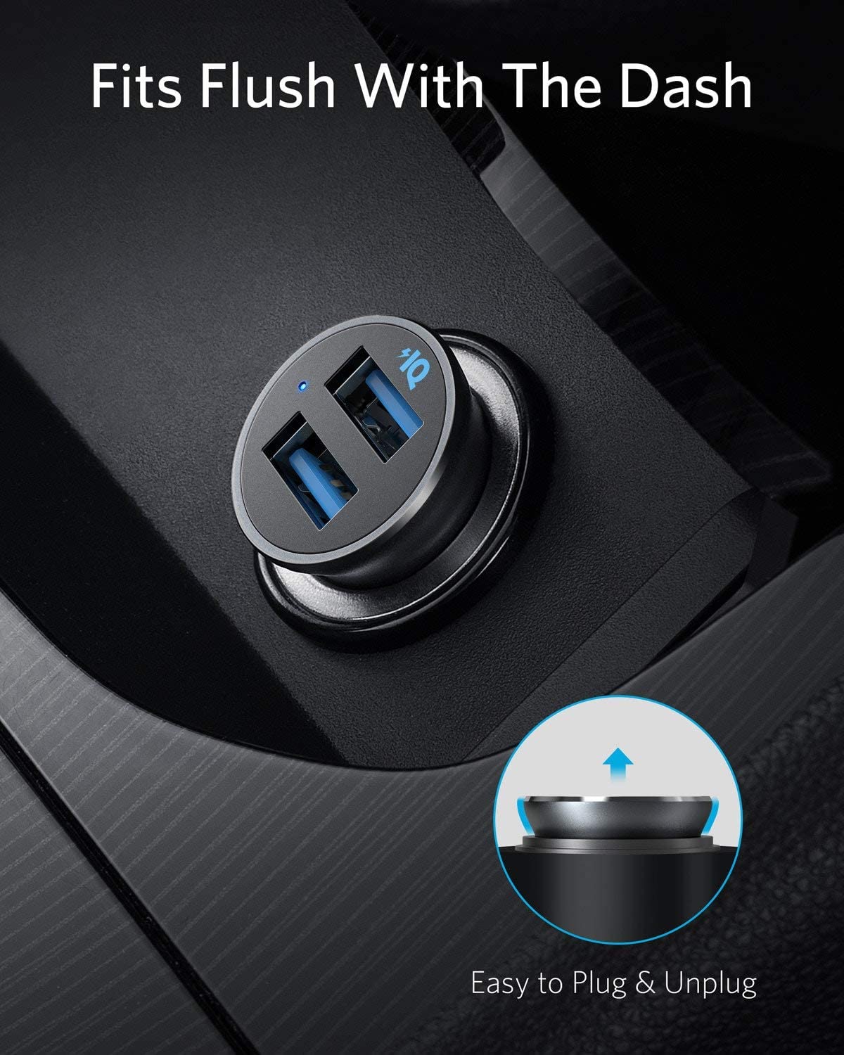 Anker Mobile Charger Car 24W Dual USB-A PowerDrive II Black