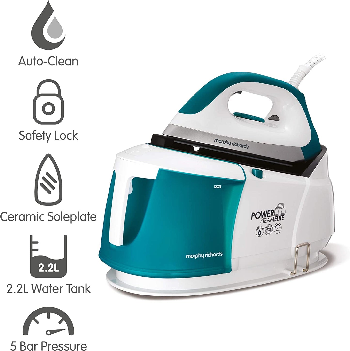 Morphy Richards 332014 AutoClean Power Steam Elite 2400W Green/White