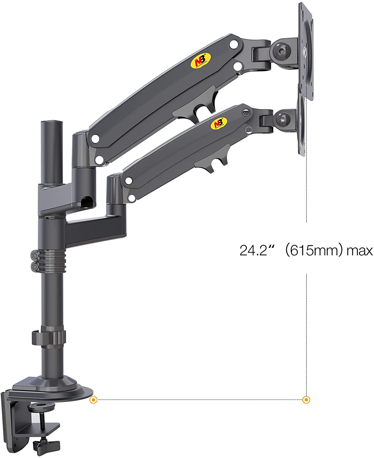 NBMounts H180 Desktop Twin Monitor Mount Black