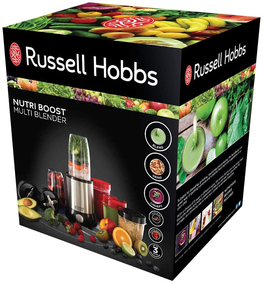 Russell Hobbs 23180 Nutri Boost Blender Steel, Multi Color, Black/Silver