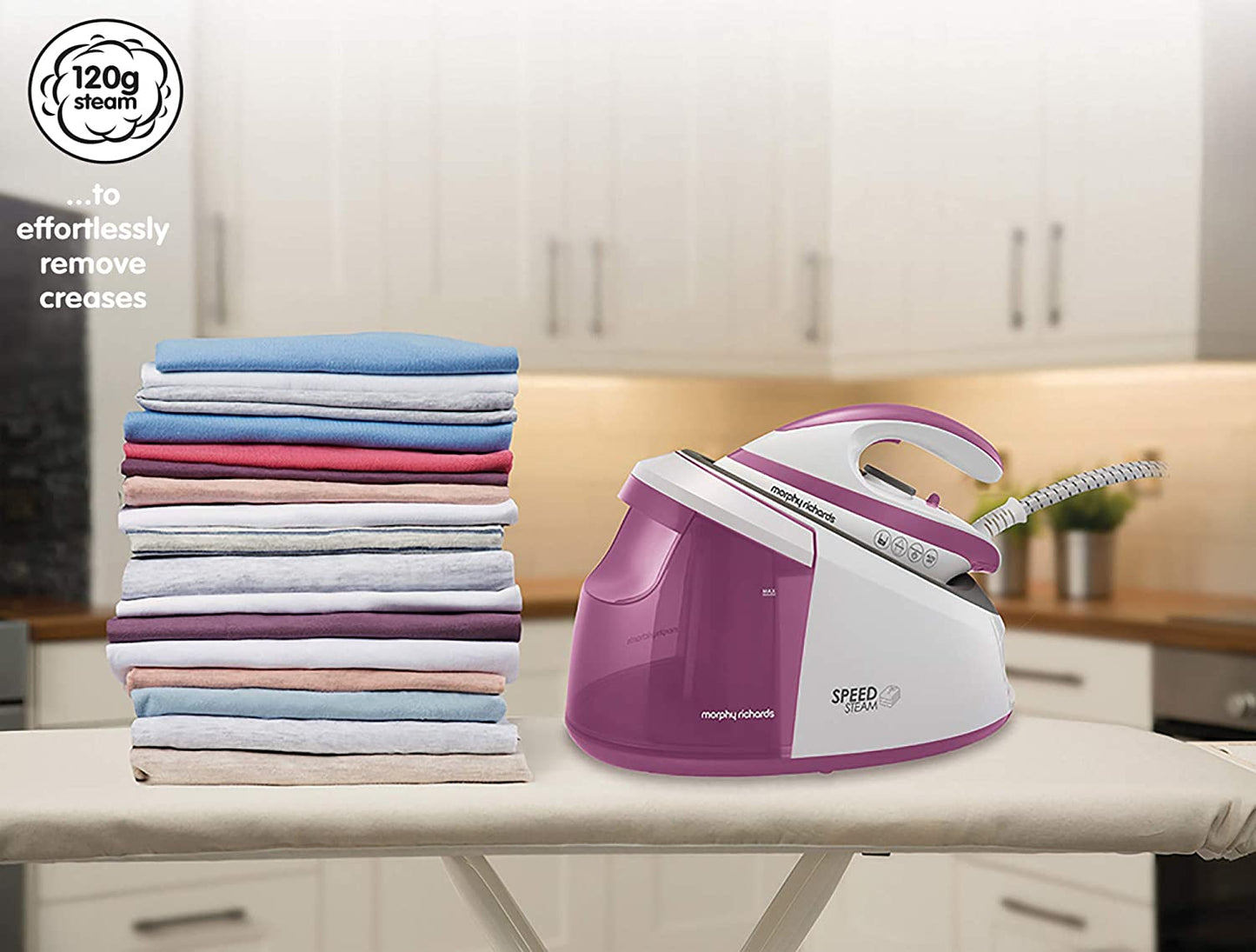 Morphy Richards 333201 Speed Steam Steam Generator Iron Pink/White