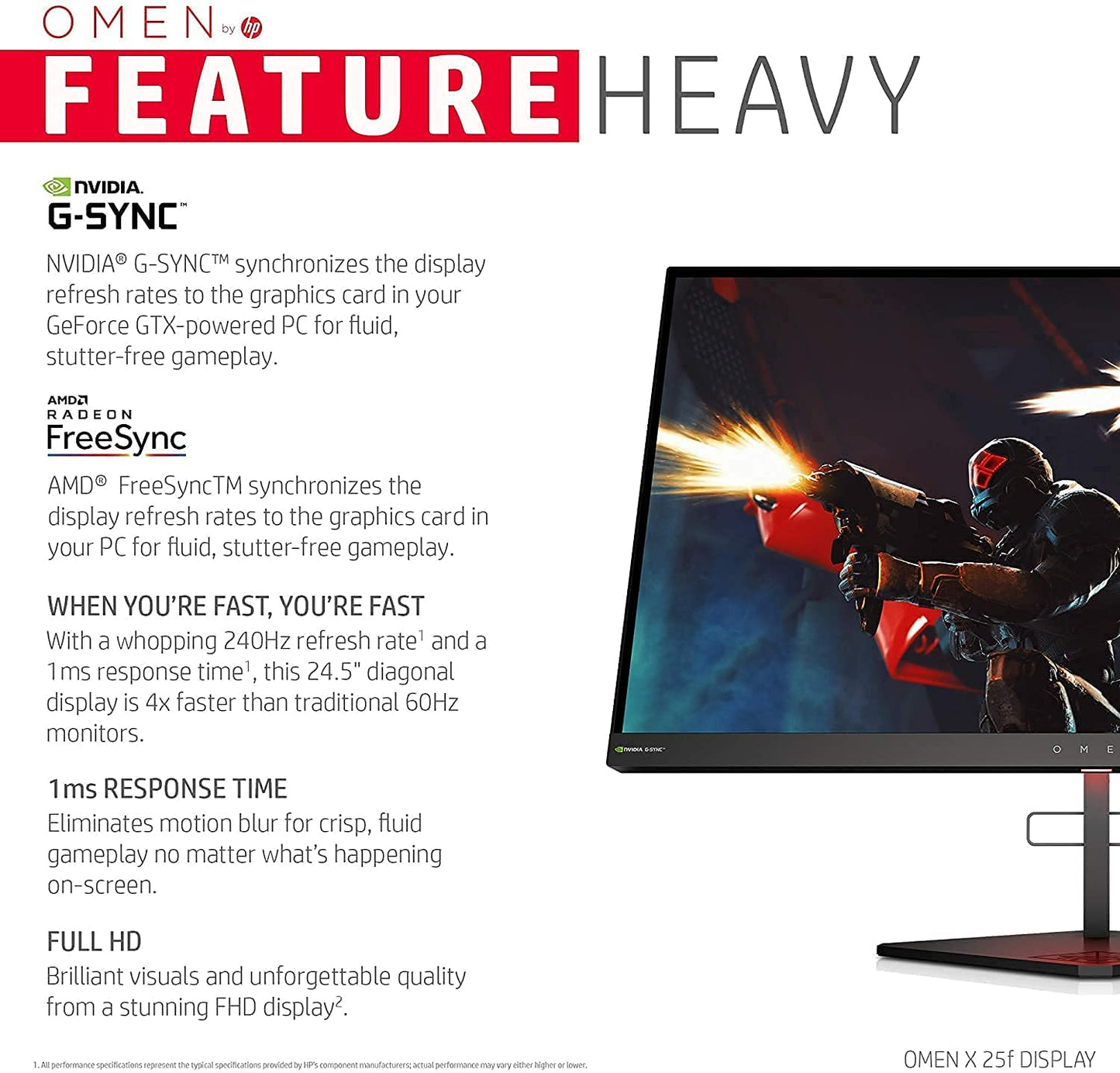 HP MONITOR 24.5'', X 25F OMEN GAMING HOME