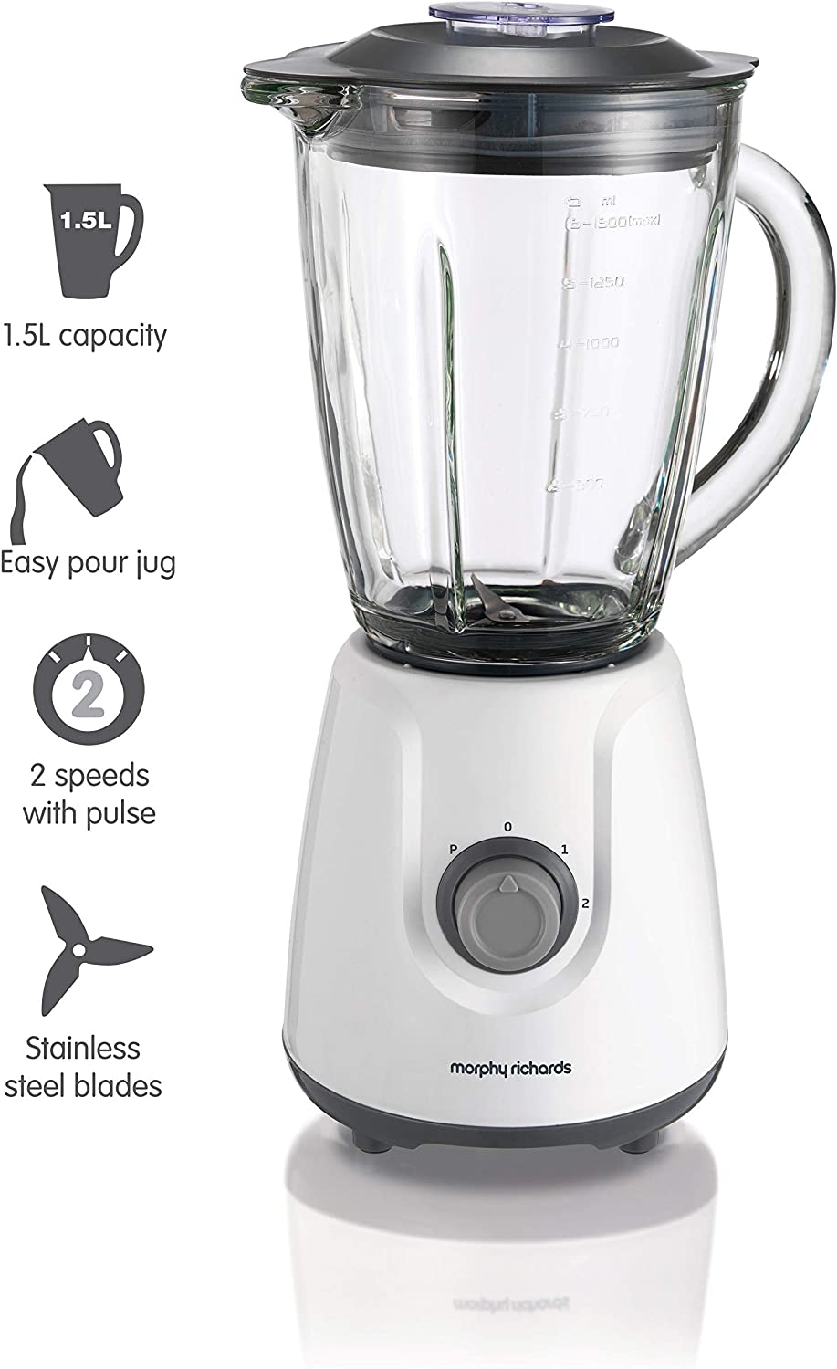 Morphy Richards 403053 Glass Blender 500W White