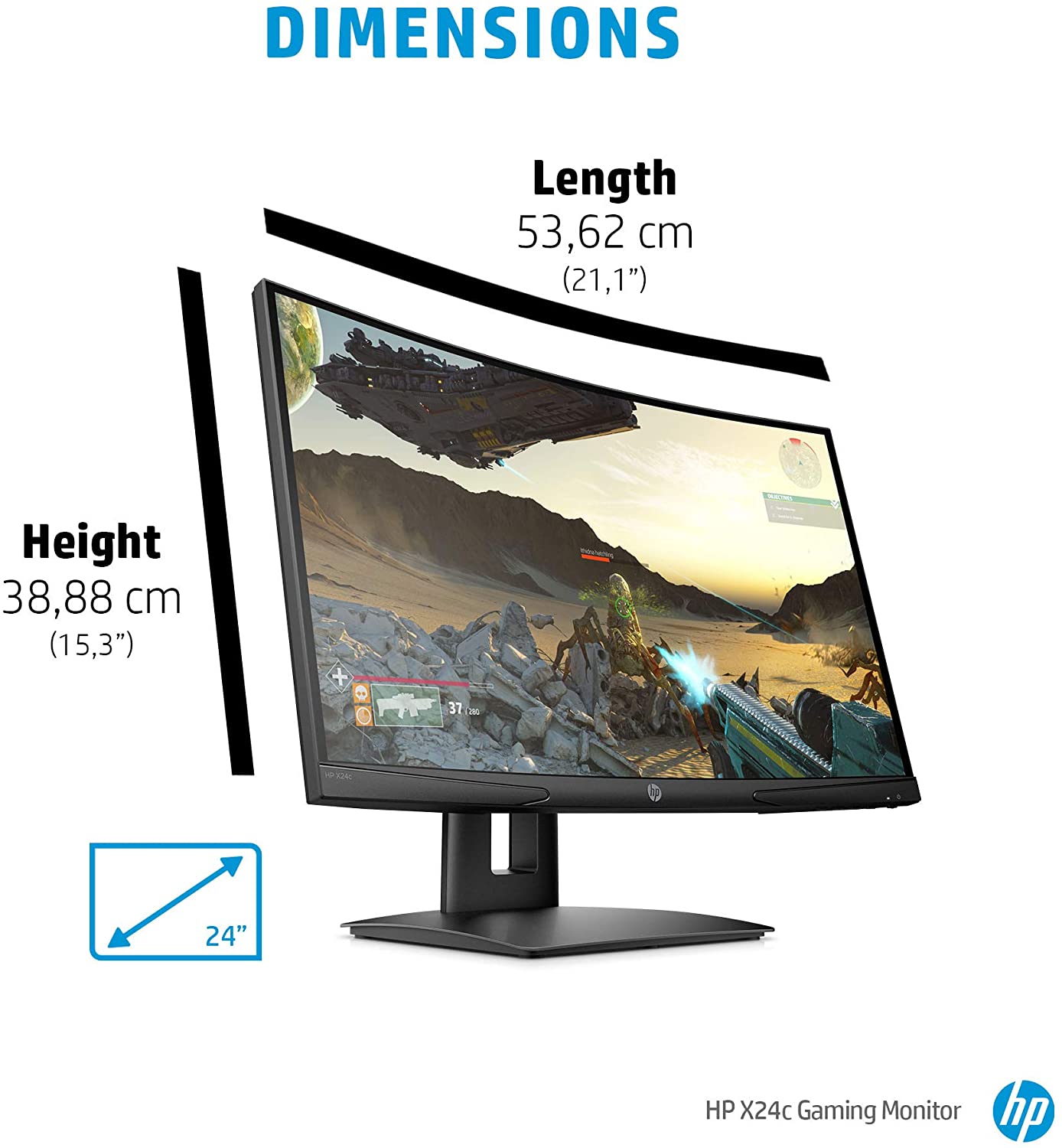 HP MONITOR 23.6'', X24c GAMING HOME CURVED