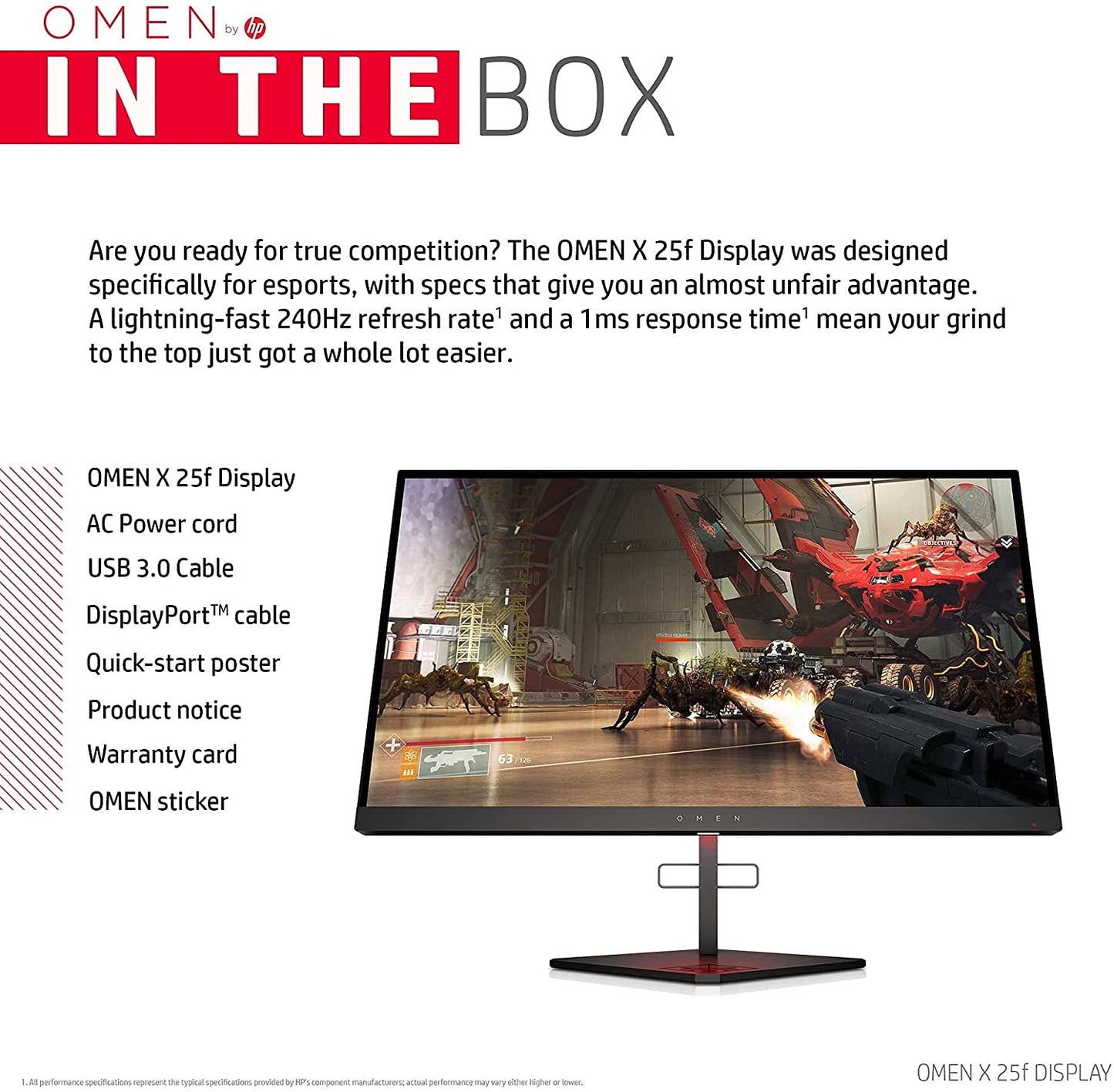 HP MONITOR 24.5'', X 25F OMEN GAMING HOME