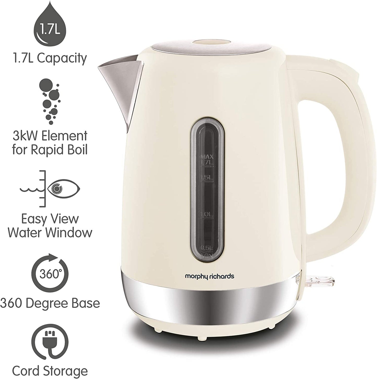 Morphy Richards 102784 Equip Jug Kettle 3000W Cream