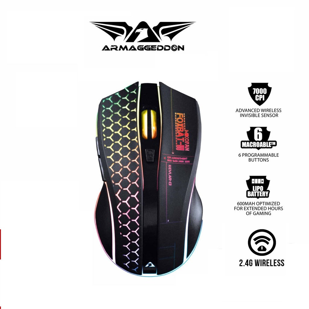 Armaggeddon Foxbat 3 Kevlar13 Pro-Gaming Wireless Rechargeable Mouse