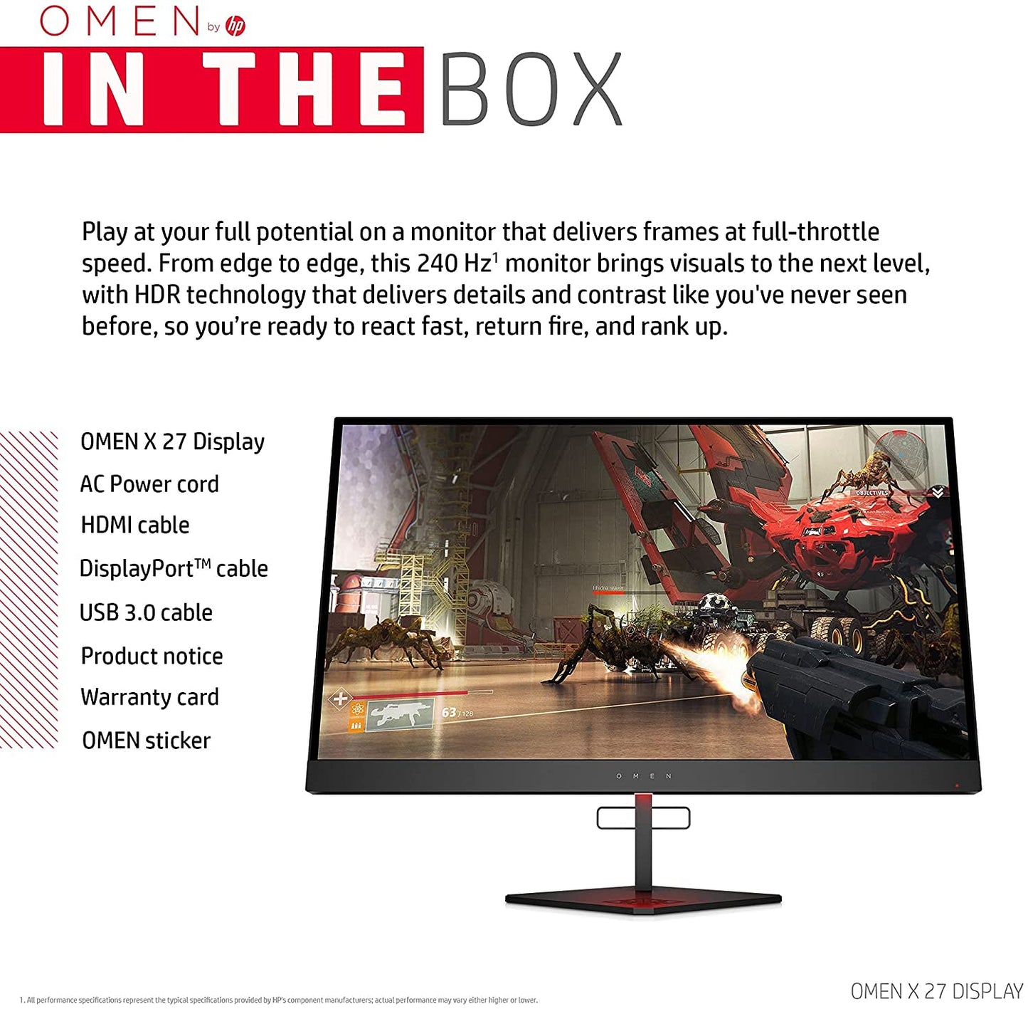 HP MONITOR 27'', X27 OMEN GAMING HOME
