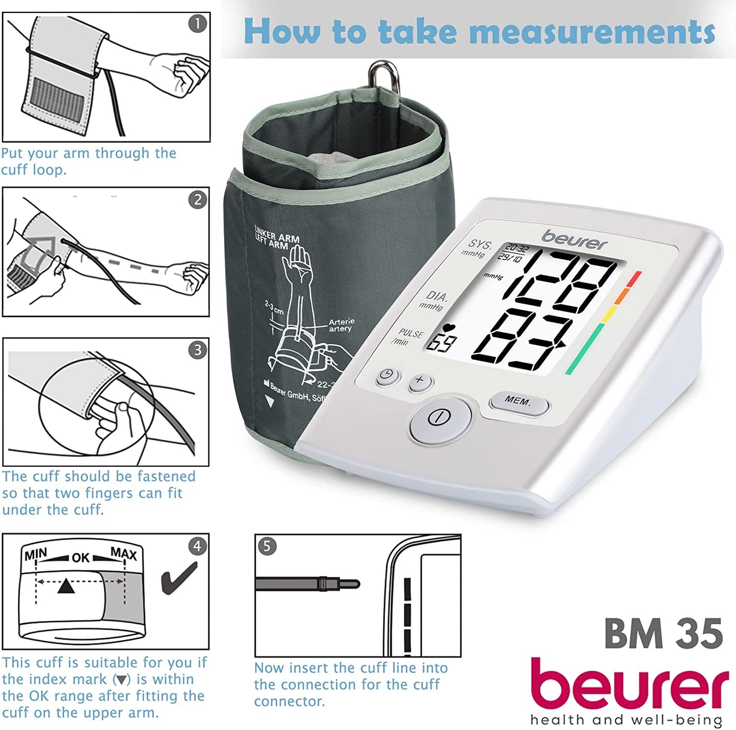 Beurer BM 35 Upper Arm Blood Pressure Monitor Silver