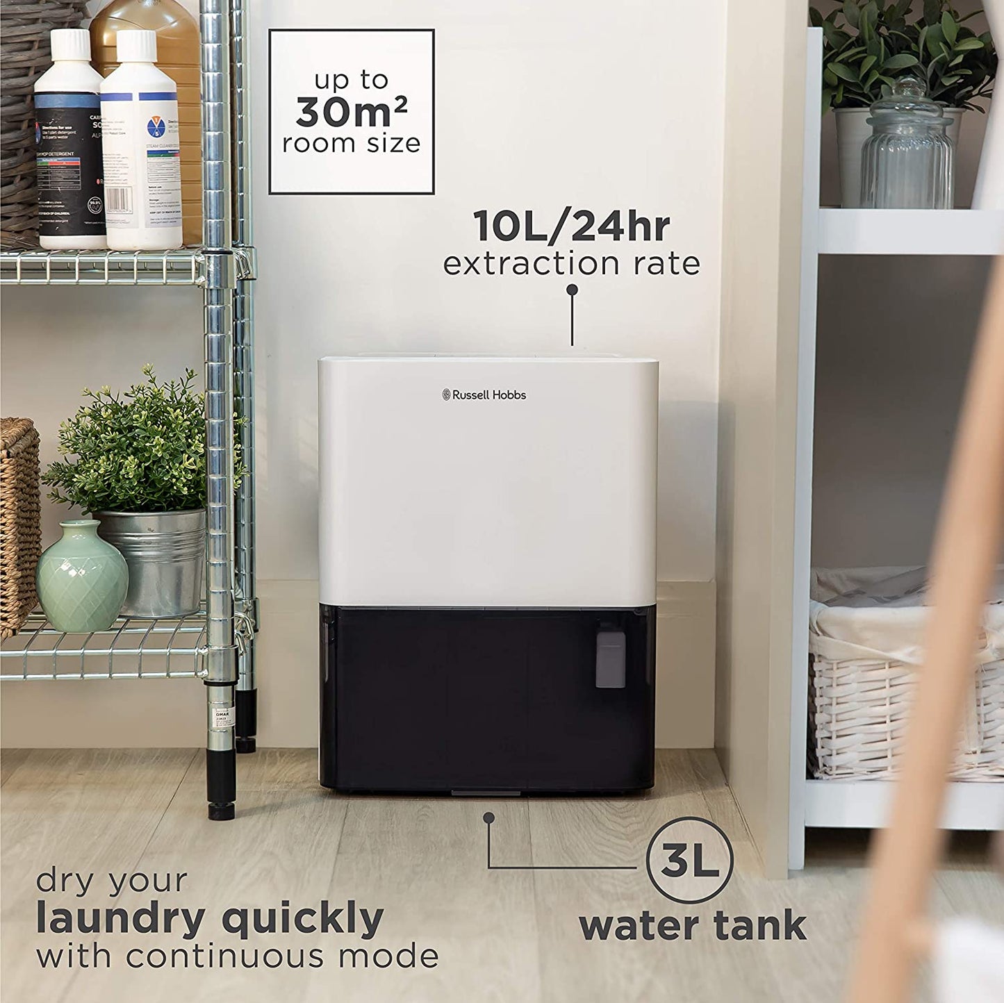 Russell Hobbs RHDH1001 Dehumidifier 10L White