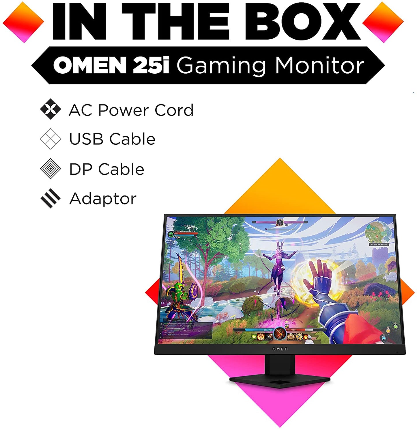 HP MONITOR 24.5'', 25i OMEN GAMING HOME