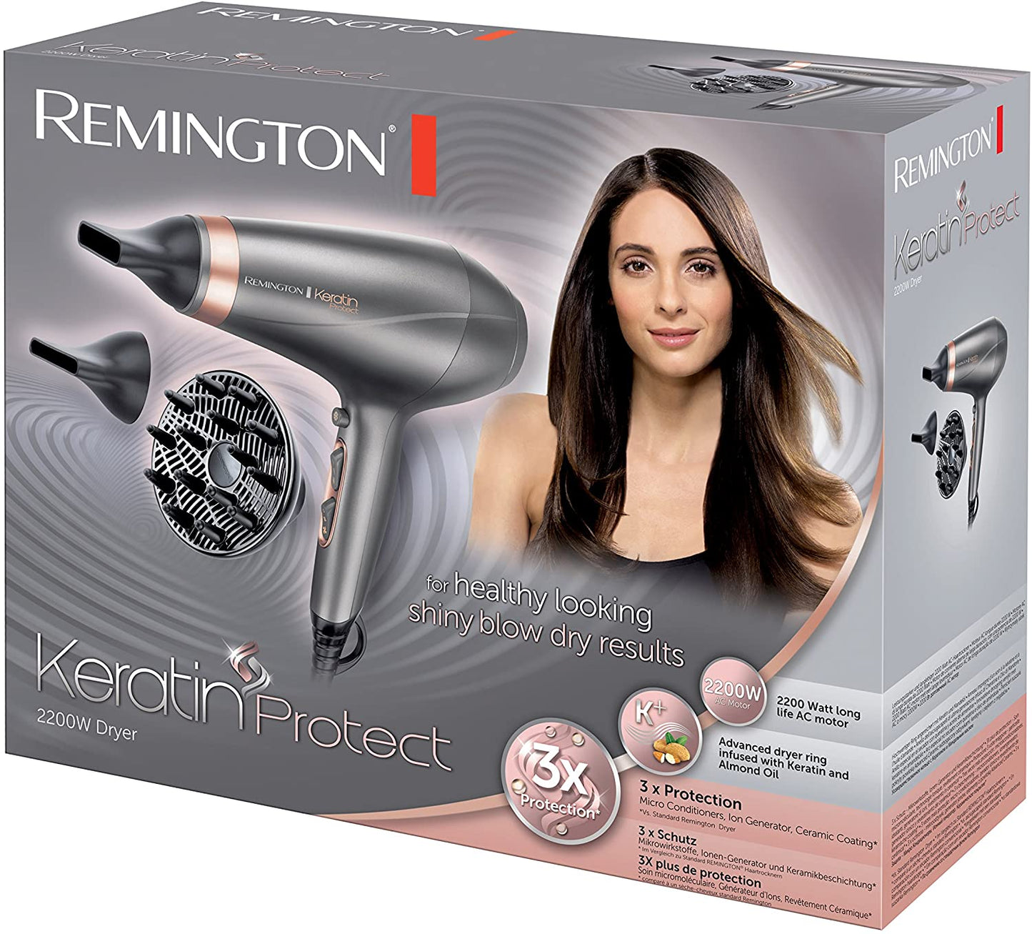 REMINGTON AC8820 Keratin Protect Hair Dryer 2200W Black/Gold