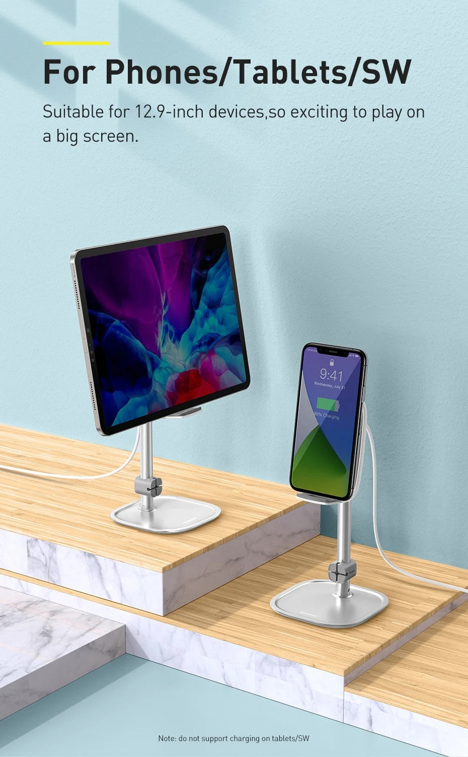 Baseus Telescopic Phone Holder With 15W Wireless Qi Charger