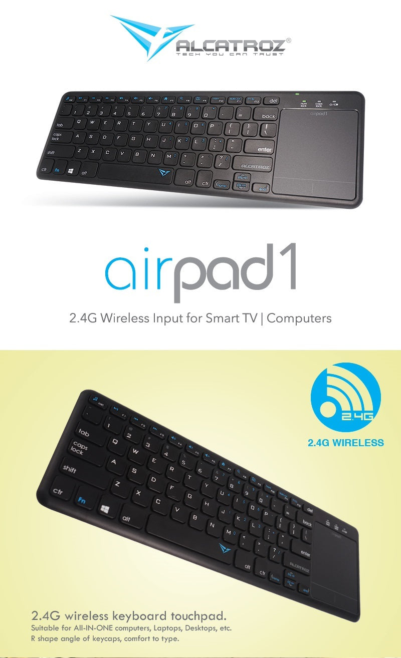 Alcatroz AirPad 1 Wireless Keyboard with Touchpad Black