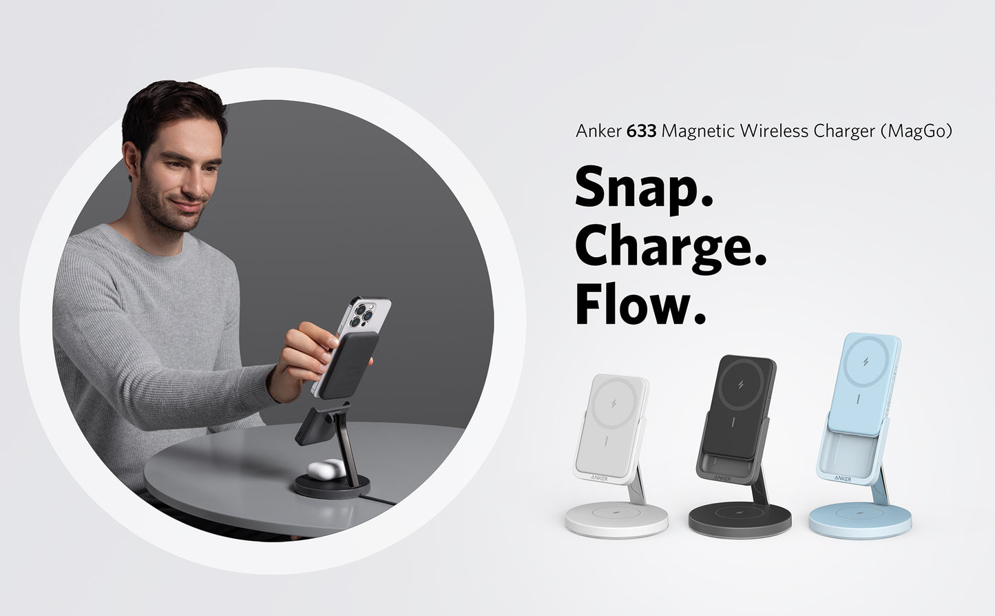 Anker PowerWave Mag-Go 2-in-1 5K Magnetic Powerbank And Wireless Stand 5000mAh Black