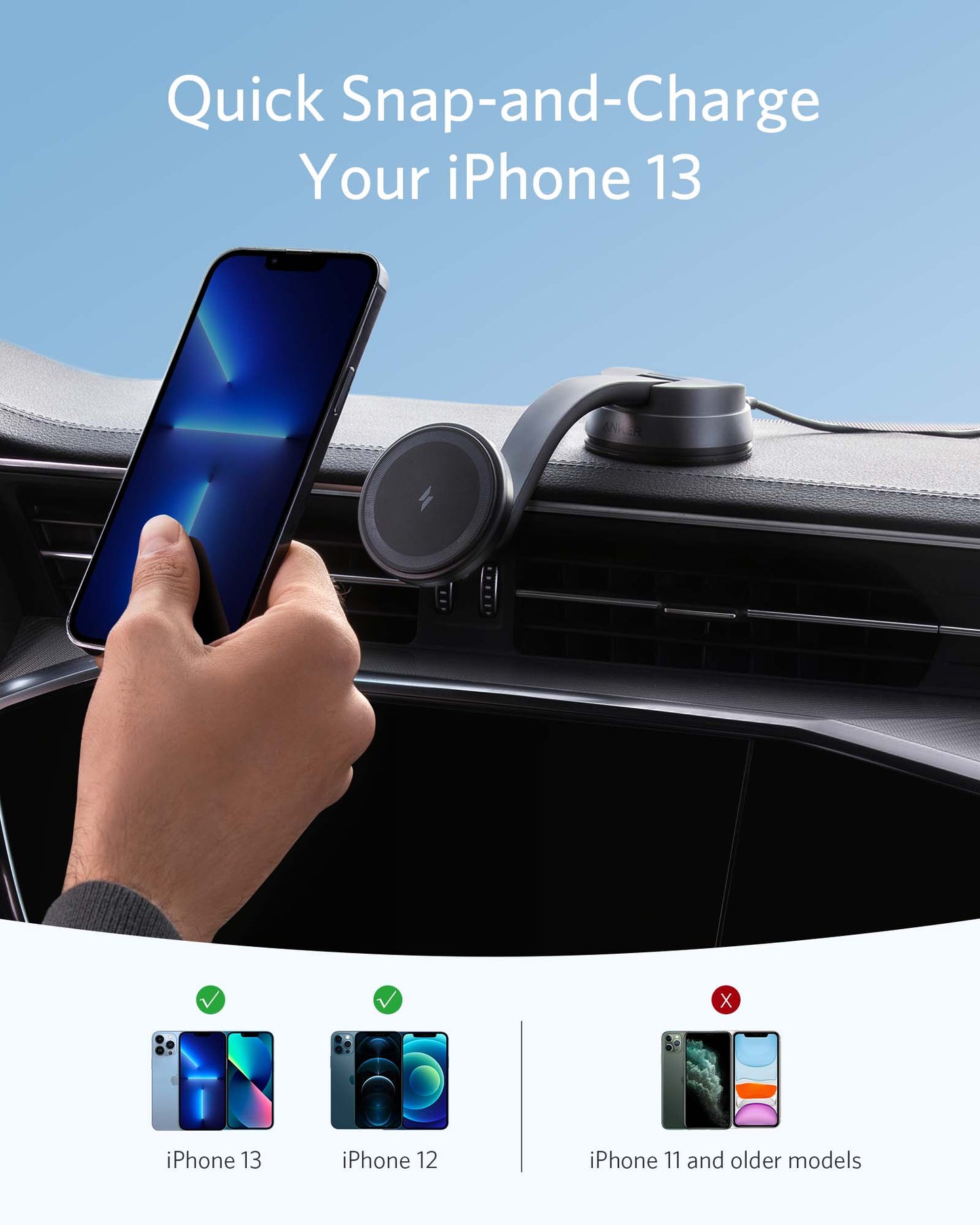 Anker PowerWave Mag-Go Car Wireless Charging Kit