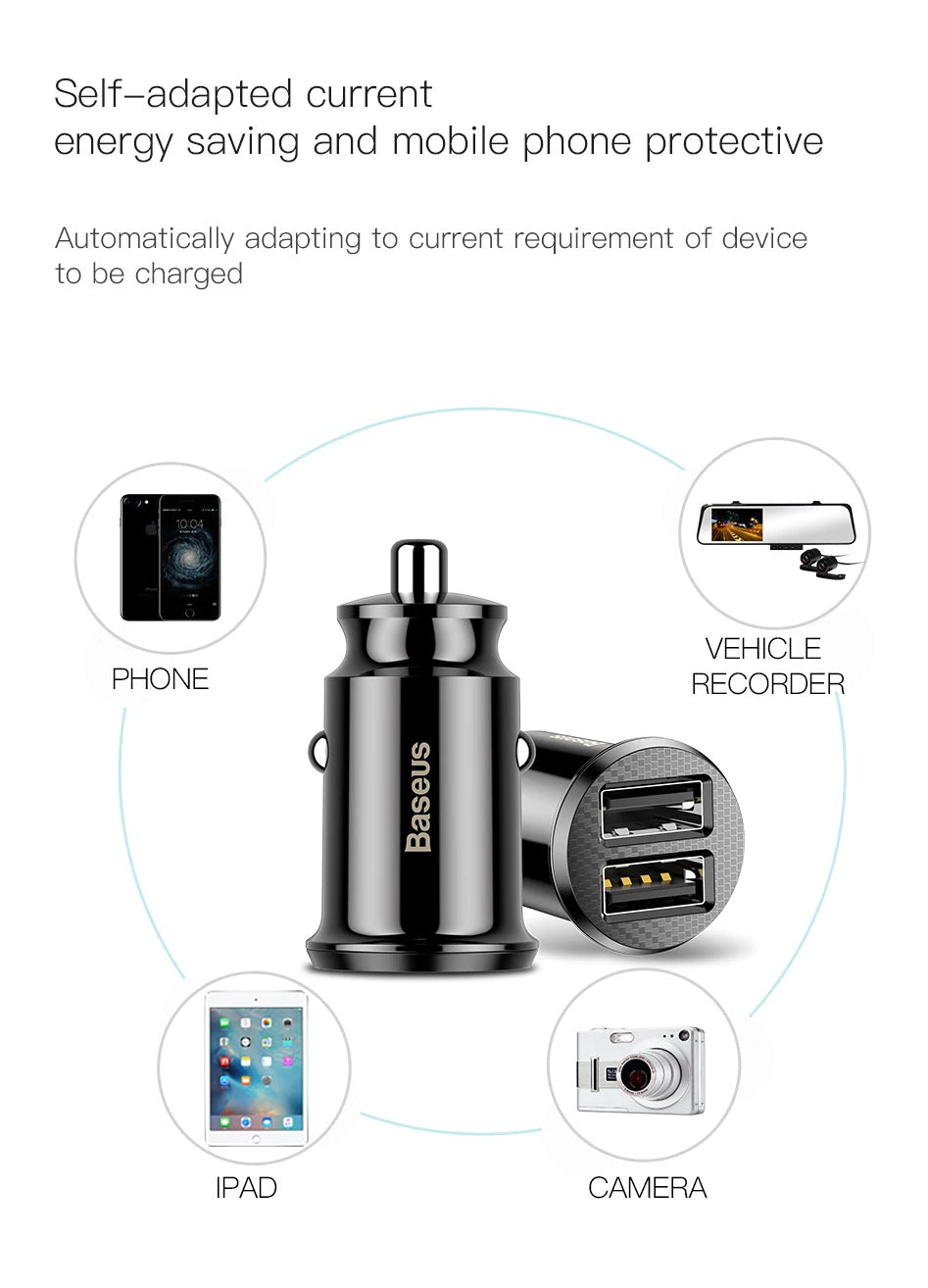 Baseus CCALL-ML01 Grain Car Charger 3.1A Black