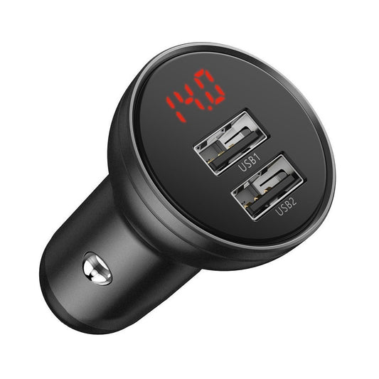 Baseus Digital Display Dual USB 24W Car Charger Black