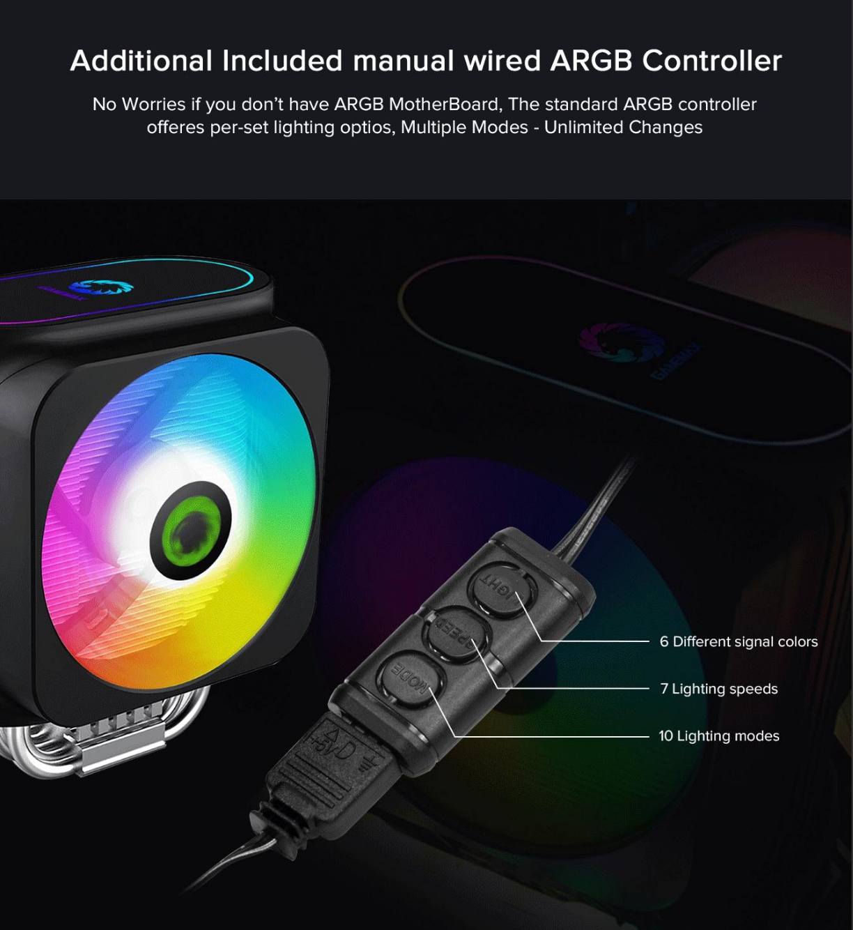 Gamemax GAMMA 600 ARGB CPU Cooler with Dual Fan